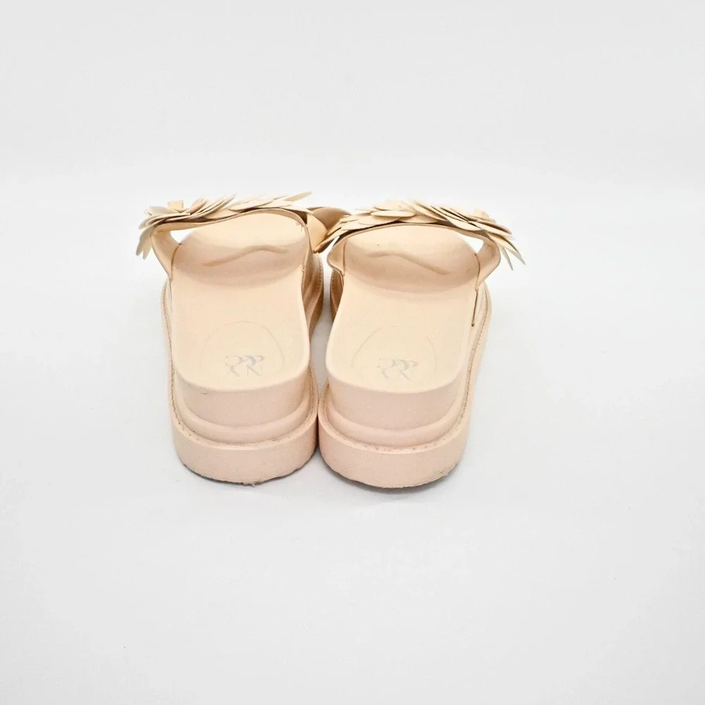 NEW YORK COMPANY‎ Womens Camilia Platform Sandals Size 10 Floral Slides Natural